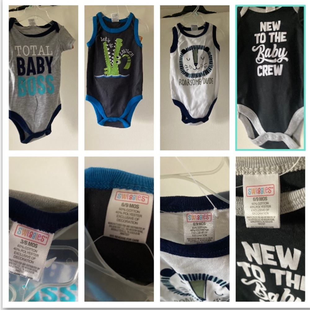 3-6 and 6-9months onesies